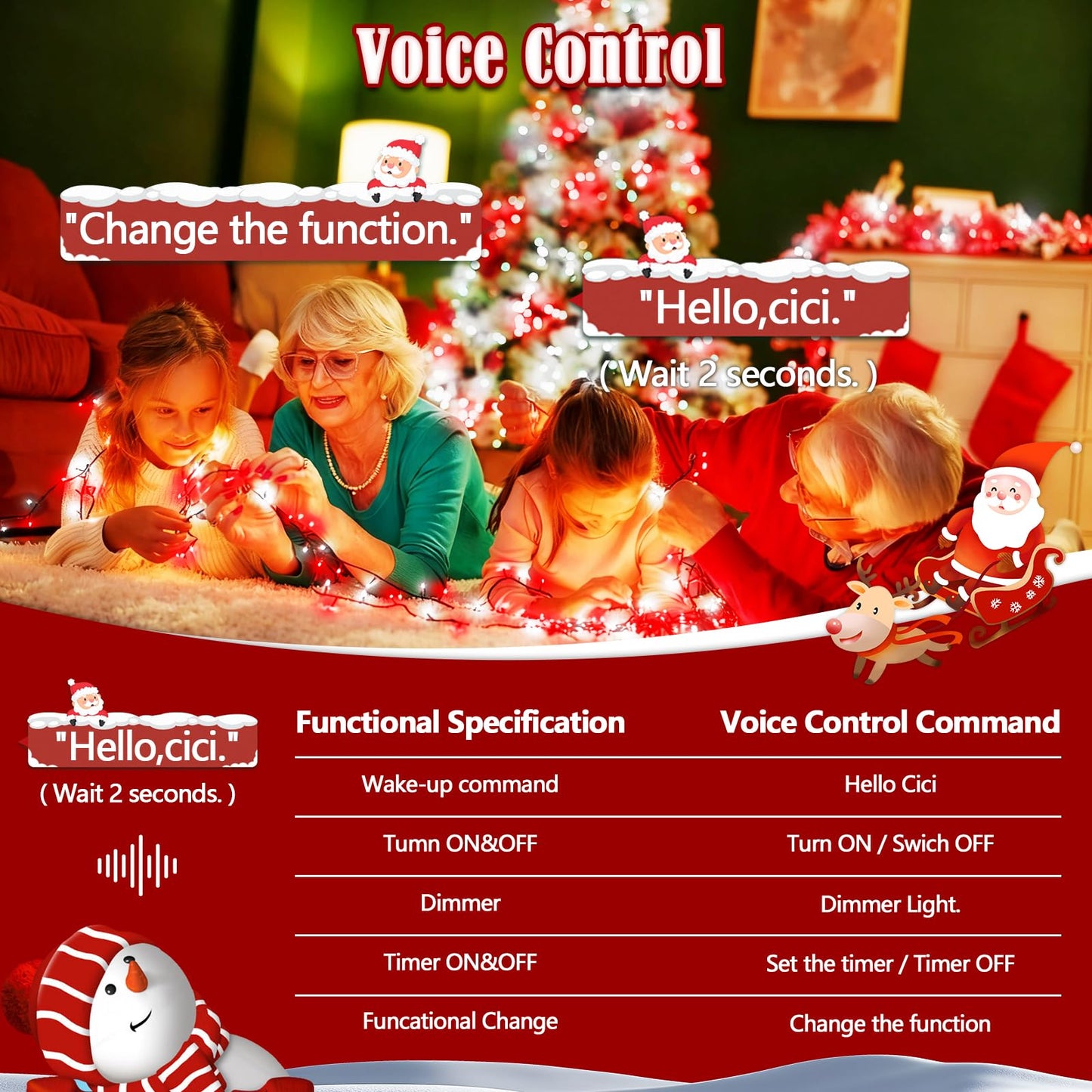 Voice Control 88Ft 240Led Smart Christmas String Lights Outdoor/Indoor | String Lights Plug In With Remote  12Modes  7Voice Commands & Timers  Christmas Twinkle Light For Xmas Tree Decor (Red & White)