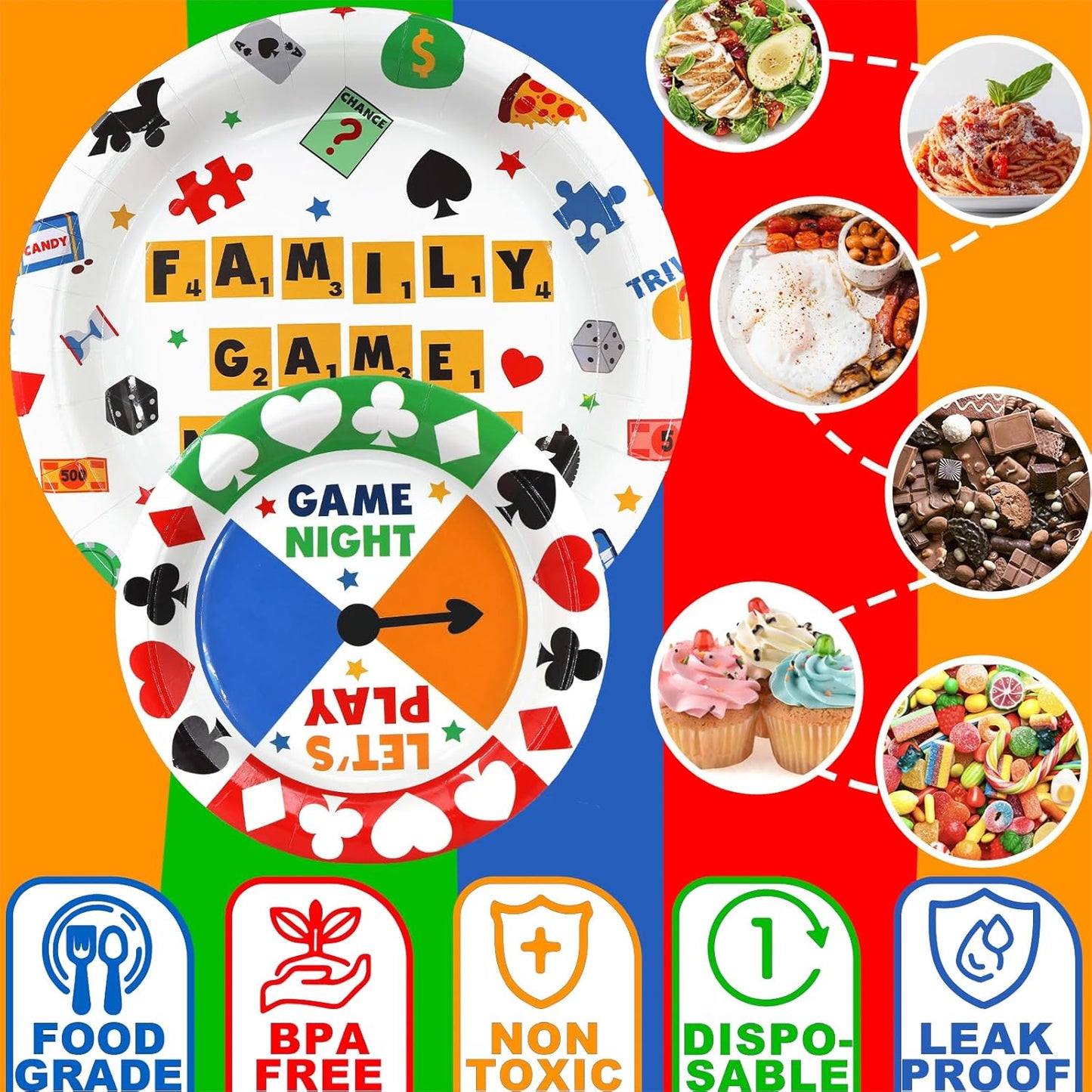 Game Night Party Decorations Set - Fun Game Night Party Plates, Napkins, and Forks for an Exciting Celebration - Disposable Board Game and Family Game Night Party Supplies for Birthdays and Events