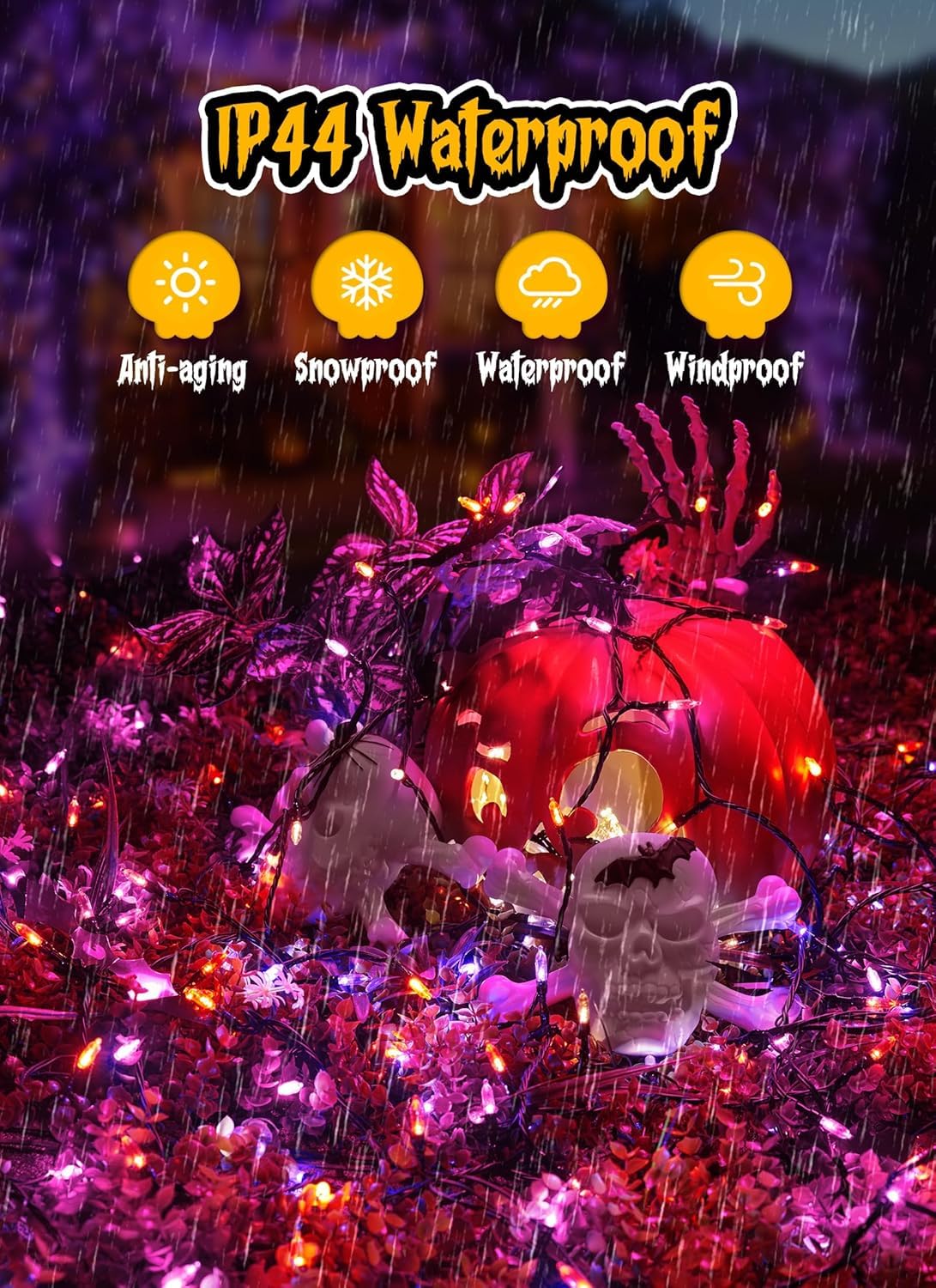 Brightown Battery Operated Indoor String Lights, 20 LED, 8 ft, Orange and Purple, with Timer for Halloween and Christmas Decor