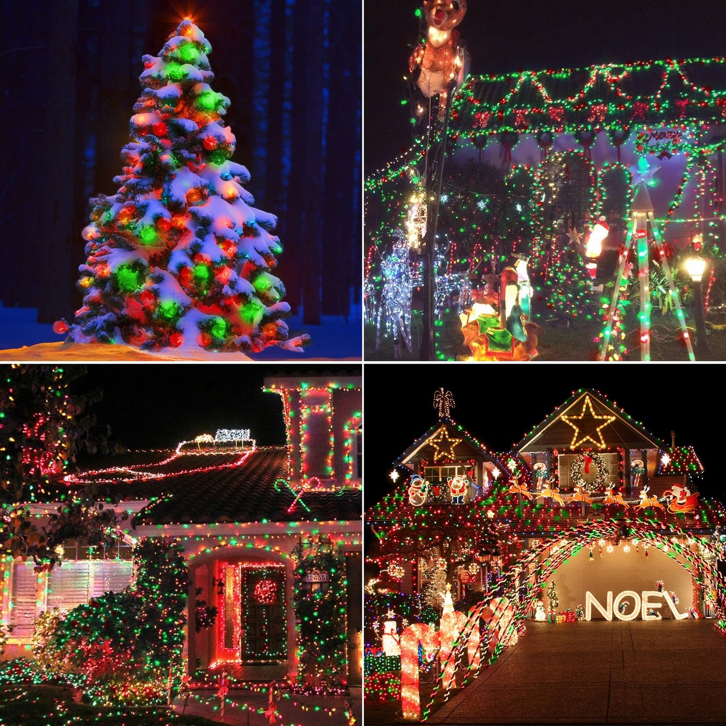 Lyhope Battery Christmas Lights  2Pack Total 66Ft 200 Led Christmas Lights Waterproof 8 Modes Battery Operated String Light For Outdoor & Indoor  Xmas Tree  Wreaths  Holiday Decoration (Red & Green)