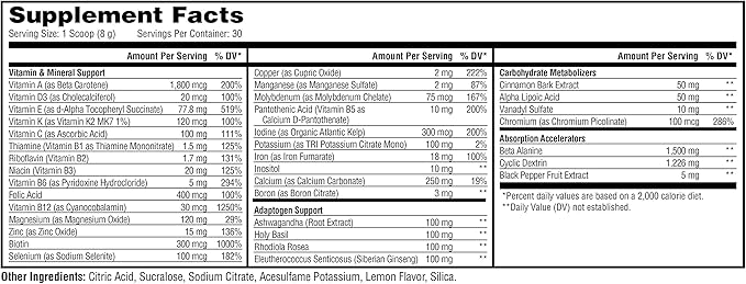 Metabolic Nutrition Vitagen, Vitamin Adaptogen Complex, 240 g, Health & Wellness Solution (Lemonade)