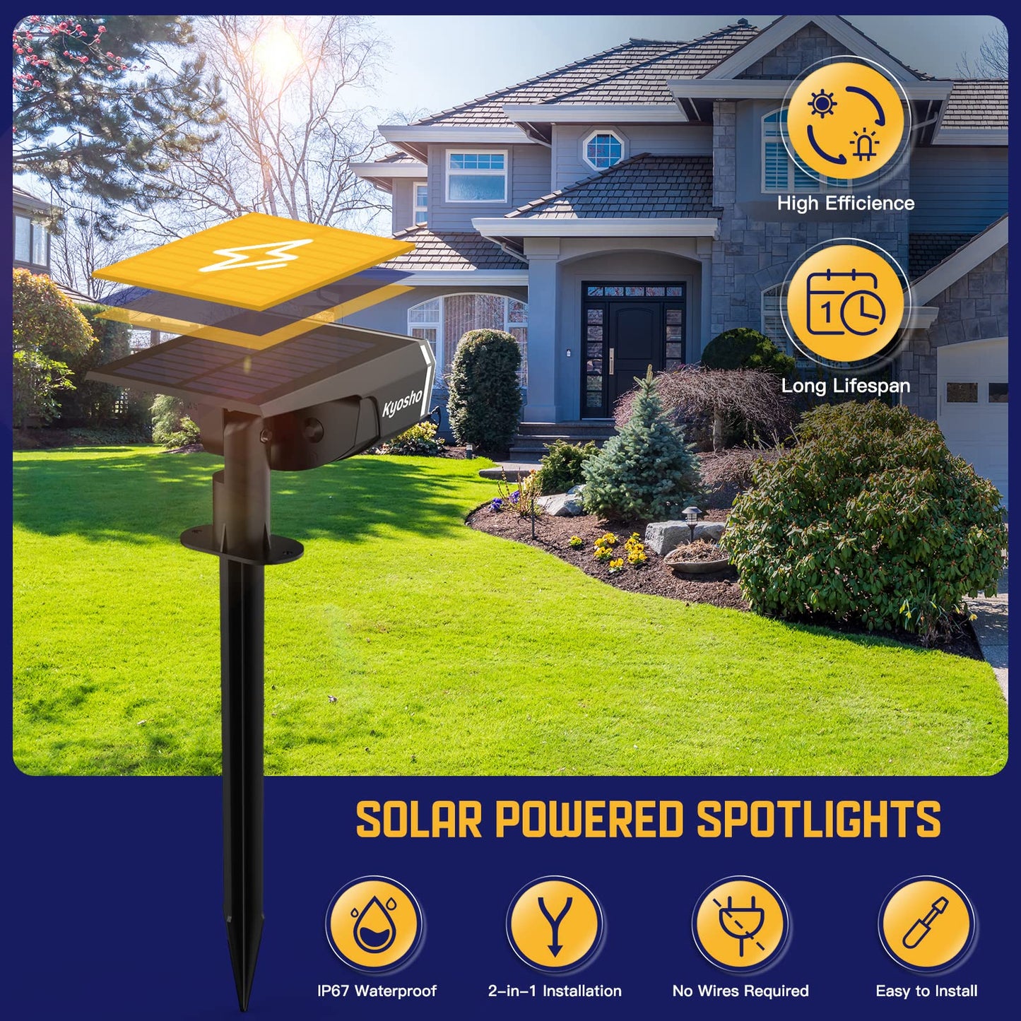 Kyosho Solar Spot Lights, 38 LED, IP67 Waterproof, 3 Modes, 6 Pack, Warm, Model 6 Pack-TOT38-Warm