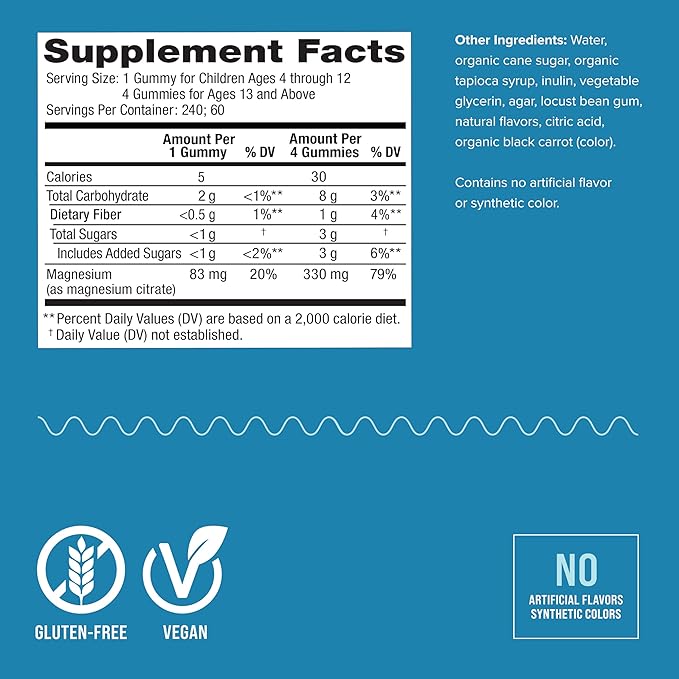 Natural Vitality Calm, Magnesium Citrate Supplement, Stress Relief Gummies, Supports a Healthy Response to Stress, Gluten Free, Vegan, Raspberry Lemon, 240 Gummies (Packaging May Vary)
