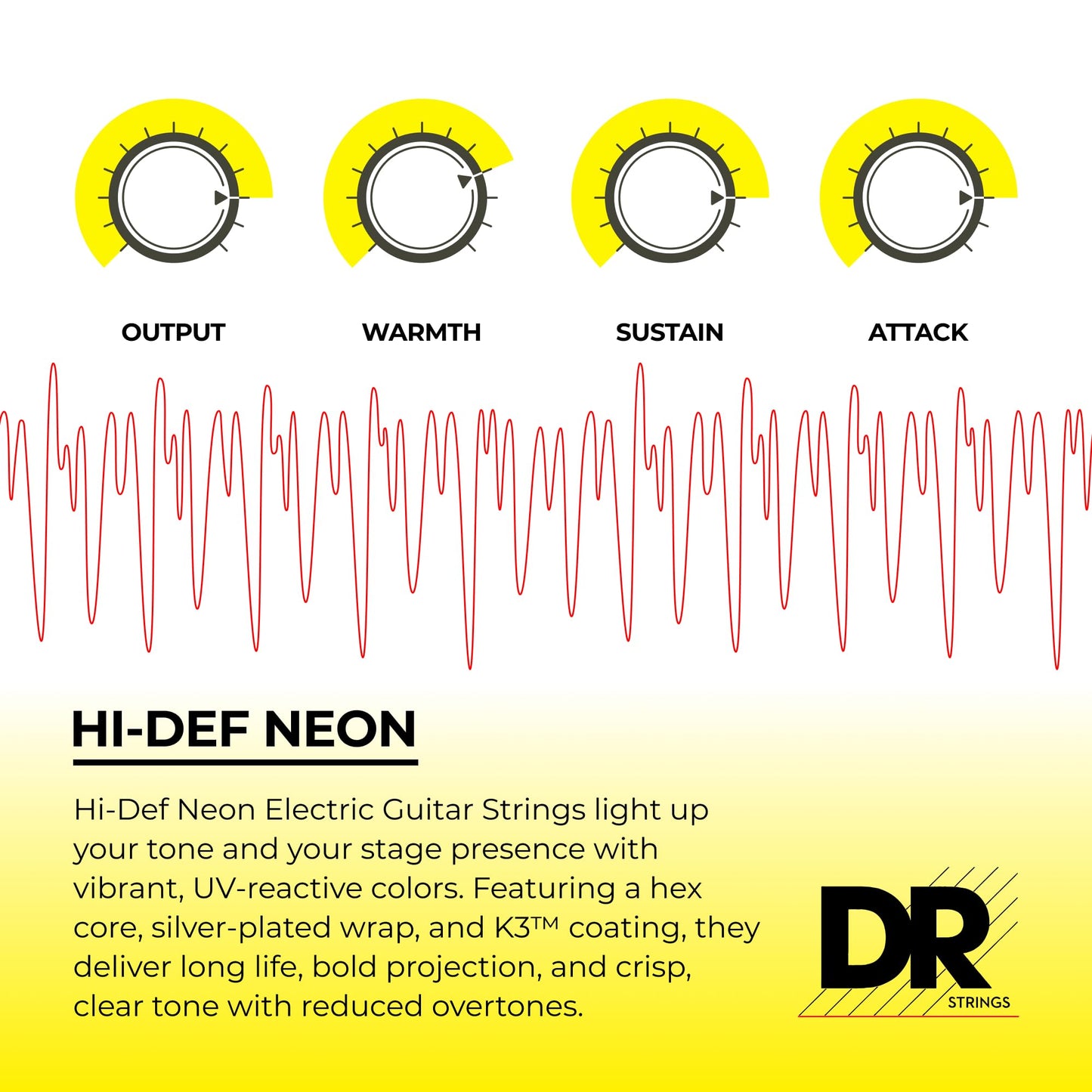Dr Strings Hi-Def Neon Green Coated Medium 7-String Electric Guitar Strings (10-56) Neon Green