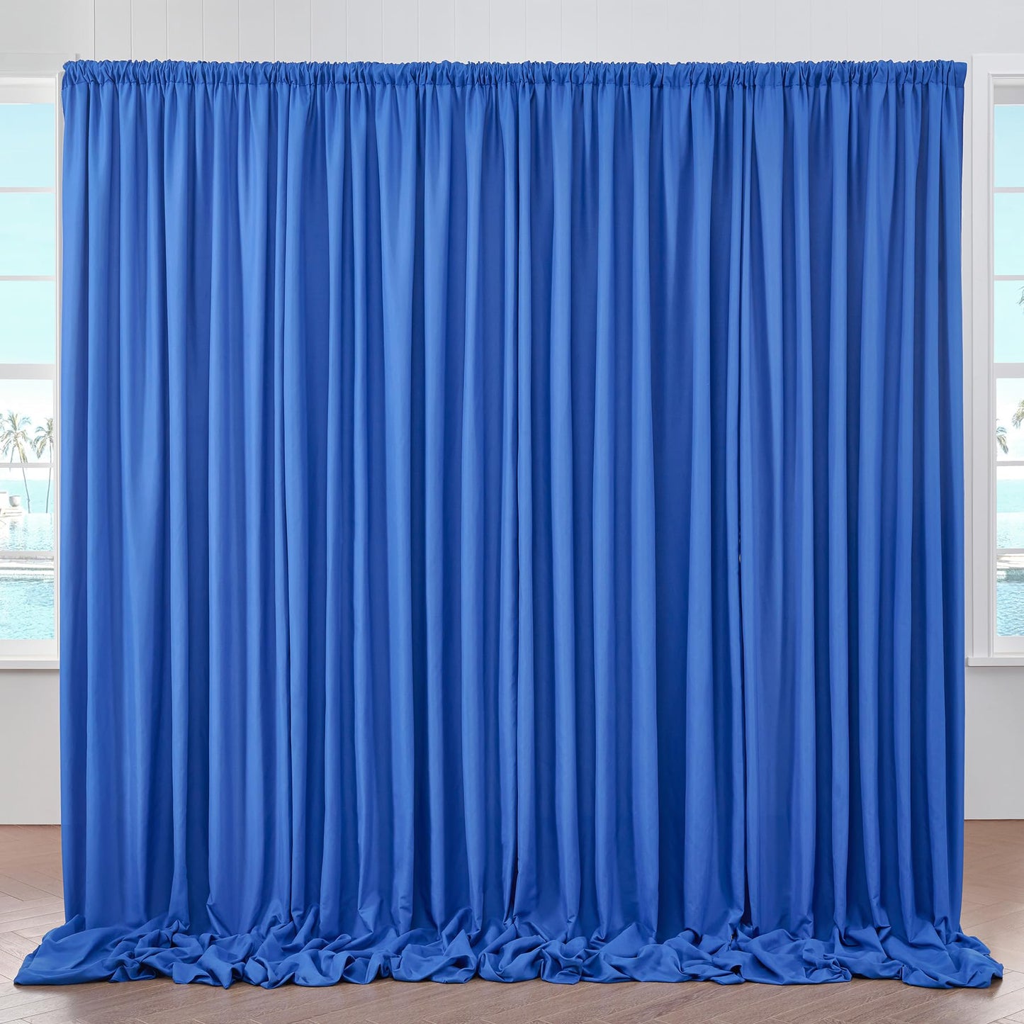 Htper 10Ft X 10Ft Royal Blue Backdrop Curtain Panels For Parties, Thick Polyester Wedding Blue Photo Backdrop Drapes For Birthda