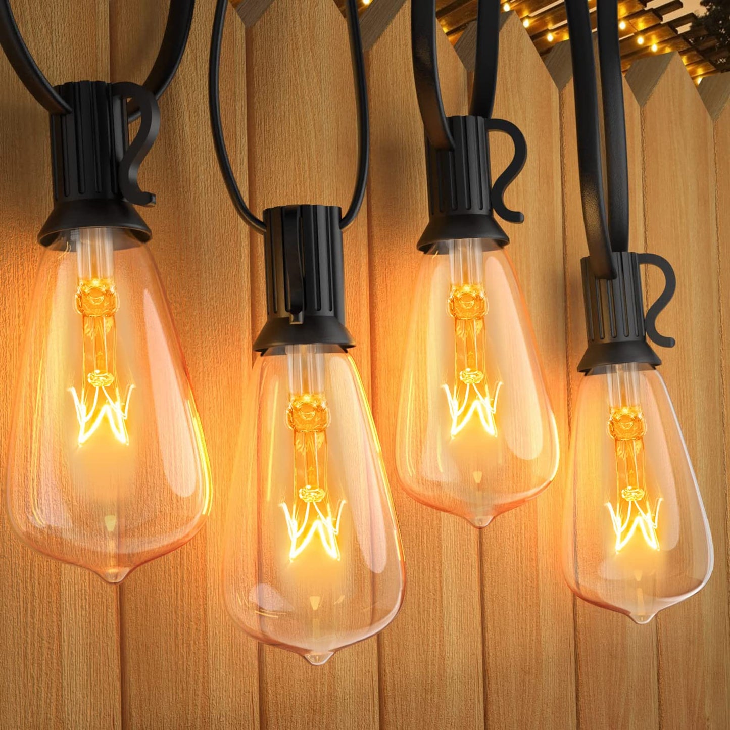 Afirst 20Ft Outdoor String Lights - 22 Edison Bulbs, Waterproof Black Bistro Lights For Patio, Backyard, Party, Wedding