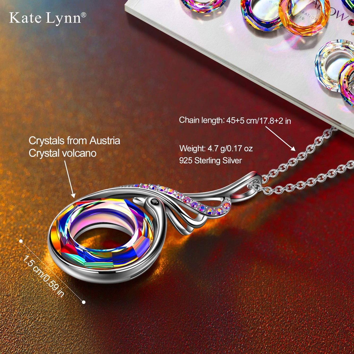 Kate Lynn Phoenix Necklaces for Women, Birthday Gifts for Women Christmas Gifts Mothers Day Gifts for Mom, Crystal Necklace Jewe