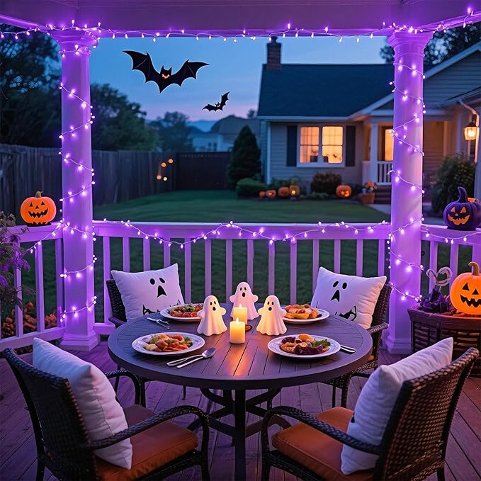 JMEXSUSS Purple Christmas Lights Indoor Outdoor Clear Wire, 66ft 200 LED Purple Lights for Christmas Tree, 8 Modes Purple String Lights Plug in for Christmas Bedroom Garden Party Xmas Decorations