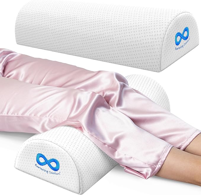 Everlasting Comfort Under Knee Pillow for Back Sleeping - Memory Foam Half Moon Leg Bolster Pillow for Back Pain, Thoracic...