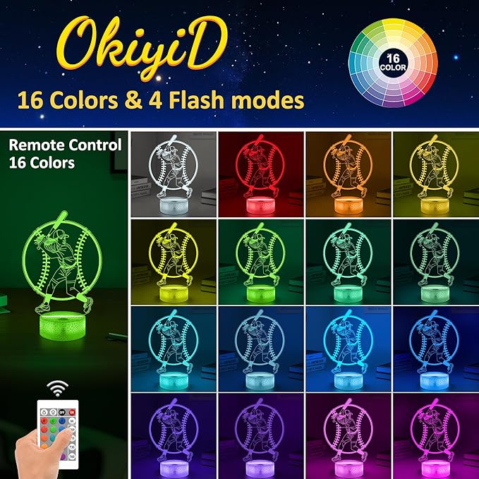 Softball Gifts for Girls, Light Up Softball Night Light 3D Illusion Lamp with 16 Colors Remote Control, Softball Accessories Stuff for Girls Women Best Friends Sister Birthday Xmas Gifts