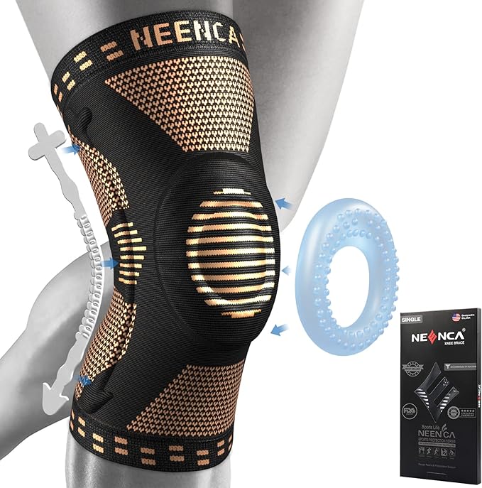 NEENCA Copper Knee Brace for Knee Pain, Knee Support with Patella Pad & Side Stabilizers, Compression Knee Sleeve for Spor...