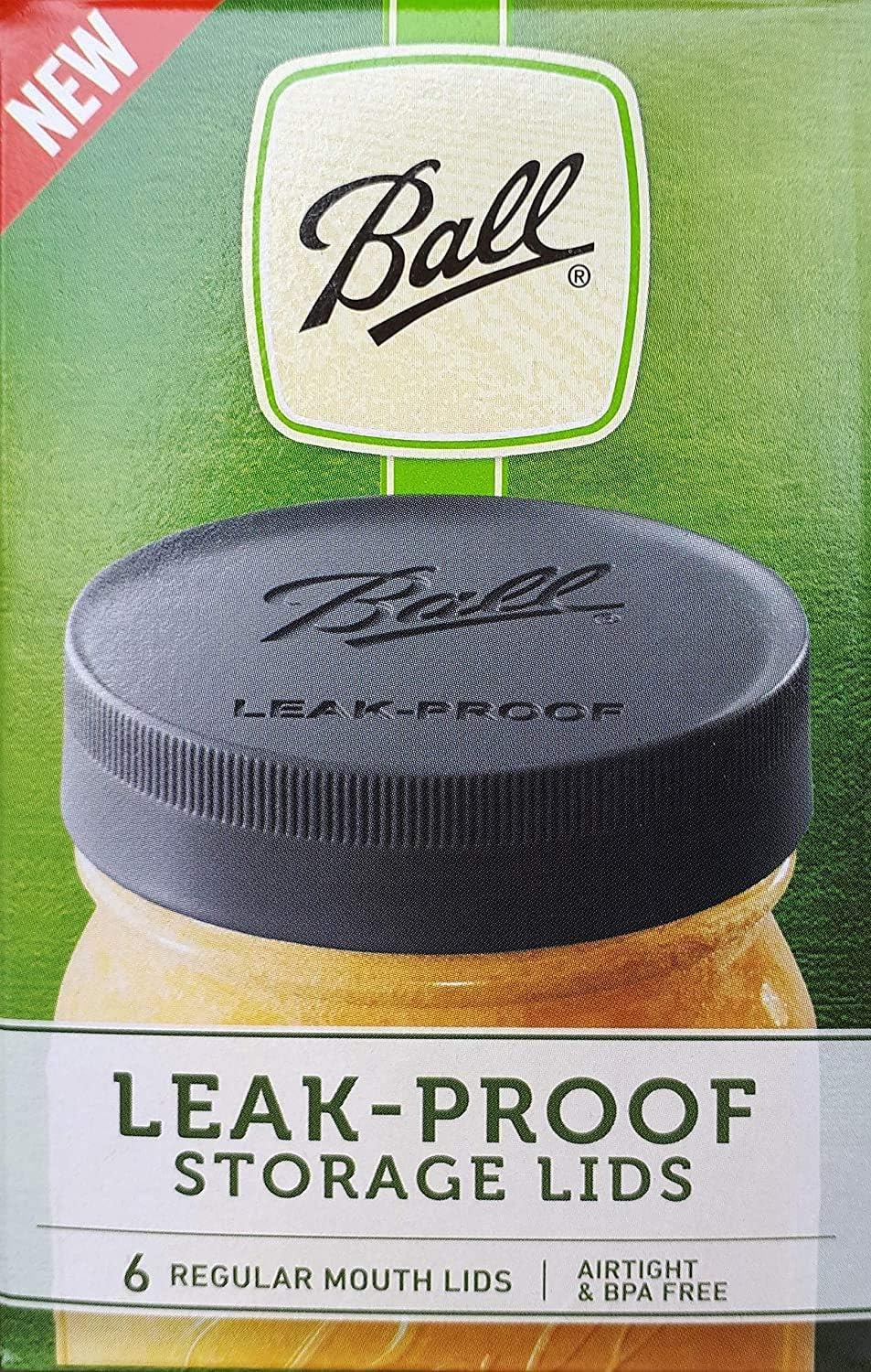 Ball Leak-Proof Plastic Lids for Glass Mason Jars, Used for Canning, Pickling, Juice, Jam, Jelly (Regular, 6 Count (Pack of 2))