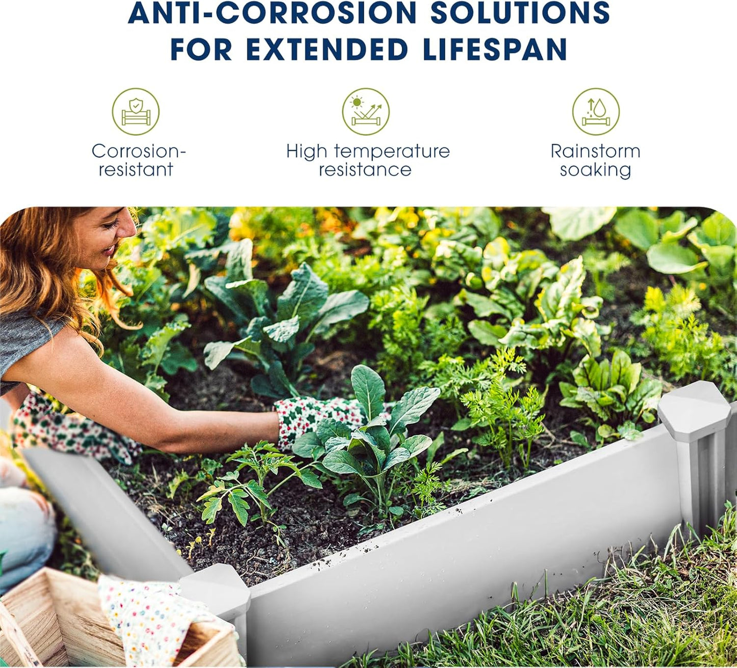 PASAMIC 8x4x1ft Vinyl Raised Garden Bed, Rust-Proof Raised Plant Box for Gardening, Durable Outdoor Planter Box with Open Bottom, DIY Above Ground Vinyl Garden Beds for Fruit, Vegetables, Herbs