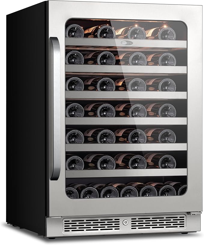 Whynter 54 Bottle Wine Cooler Refrigerator, 24 Inch Large Wine Fridge, 40-65°F Wine Refrigerator, 3 LED Wine Cellar Glass Door, Built-in or Freestanding for Home Bar Kitchen Office(5.65 cu.ft)