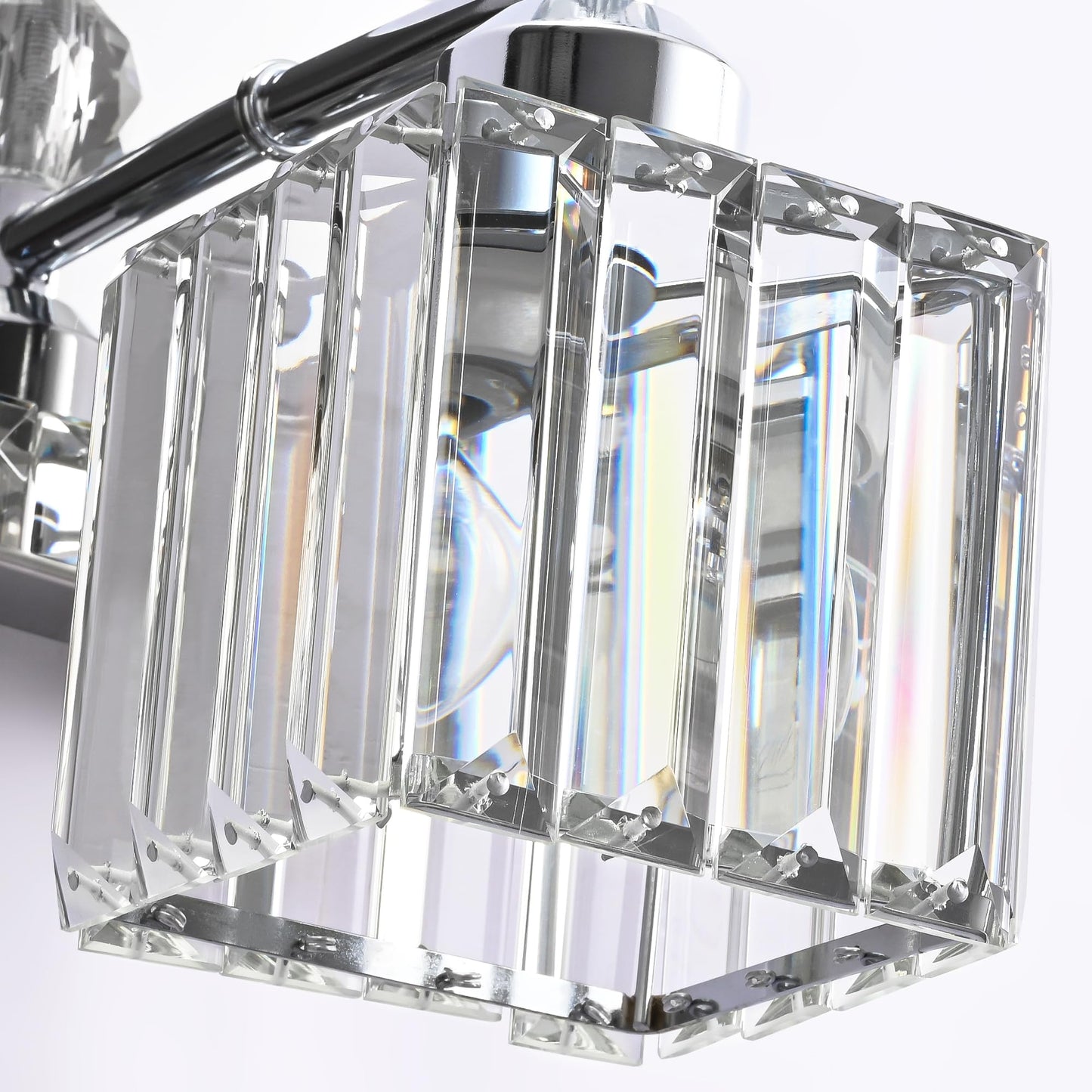 PRESDE 5-Light Vanity Light Fixtures, Modern Crystal Chrome, Stainless Steel, Model PRESDE-ModernK9