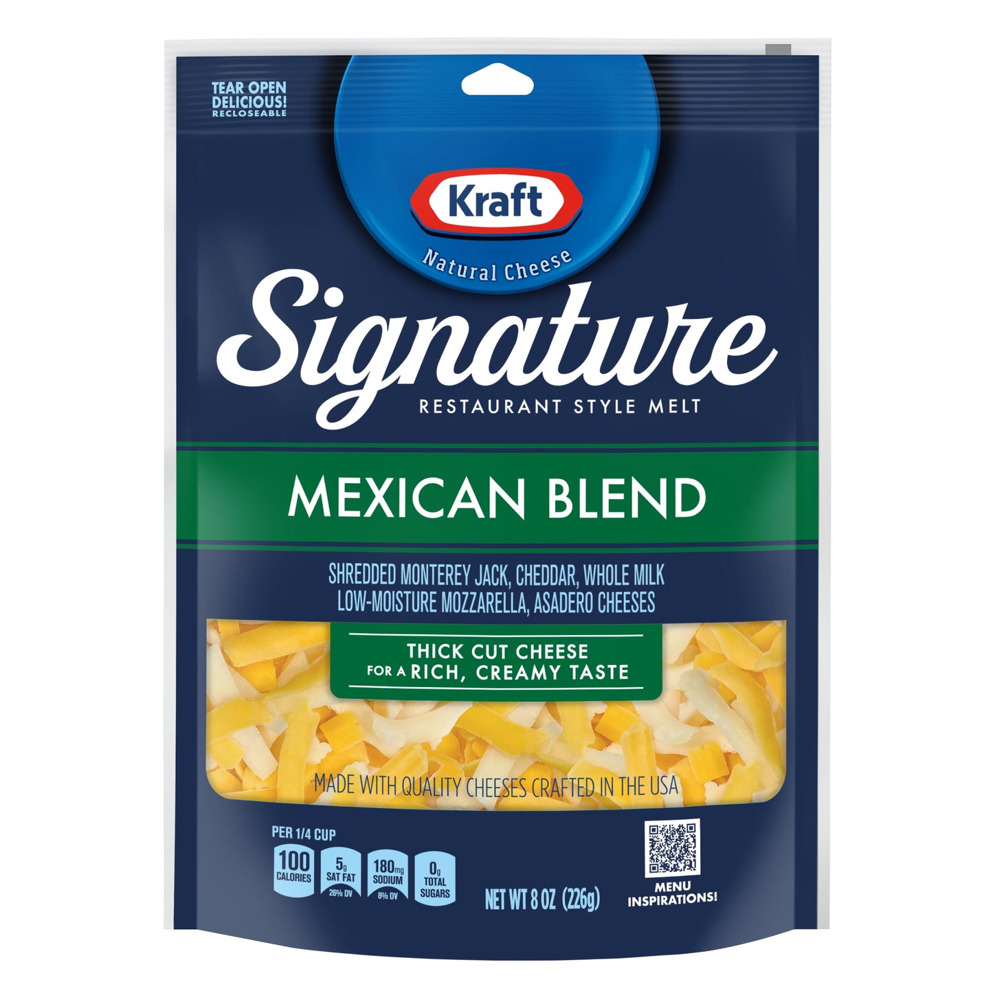 Kraft Signature Thick Shreds Mexican Blend Cheese 8 oz Bag