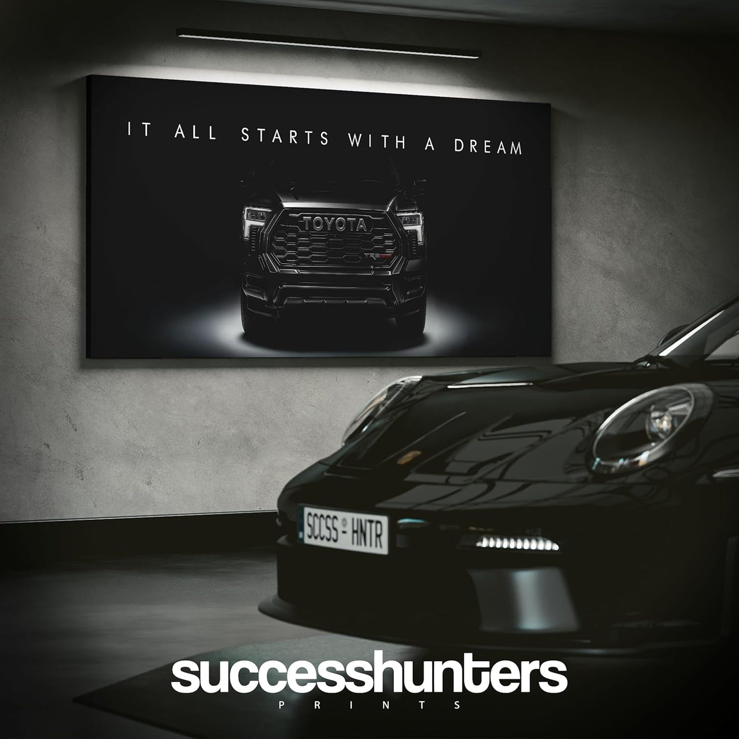 Motivational Wall Art for Office, Super Car Art Canvas, Inspirational Automotive Decor for Toyota Tundra TRD Pro Sportscar Lovers, Motivational Wall Decor for Home, Car Poster (20" x 40" in)