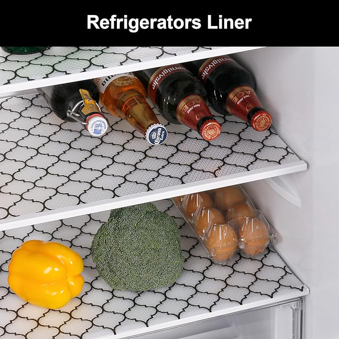 Cooyes Shelf Liner – Non-Slip Shelf Liners for Kitchen Cabinets – Waterproof Shelf Paper with Modern Pattern – Durable EVA Cabinet Liners