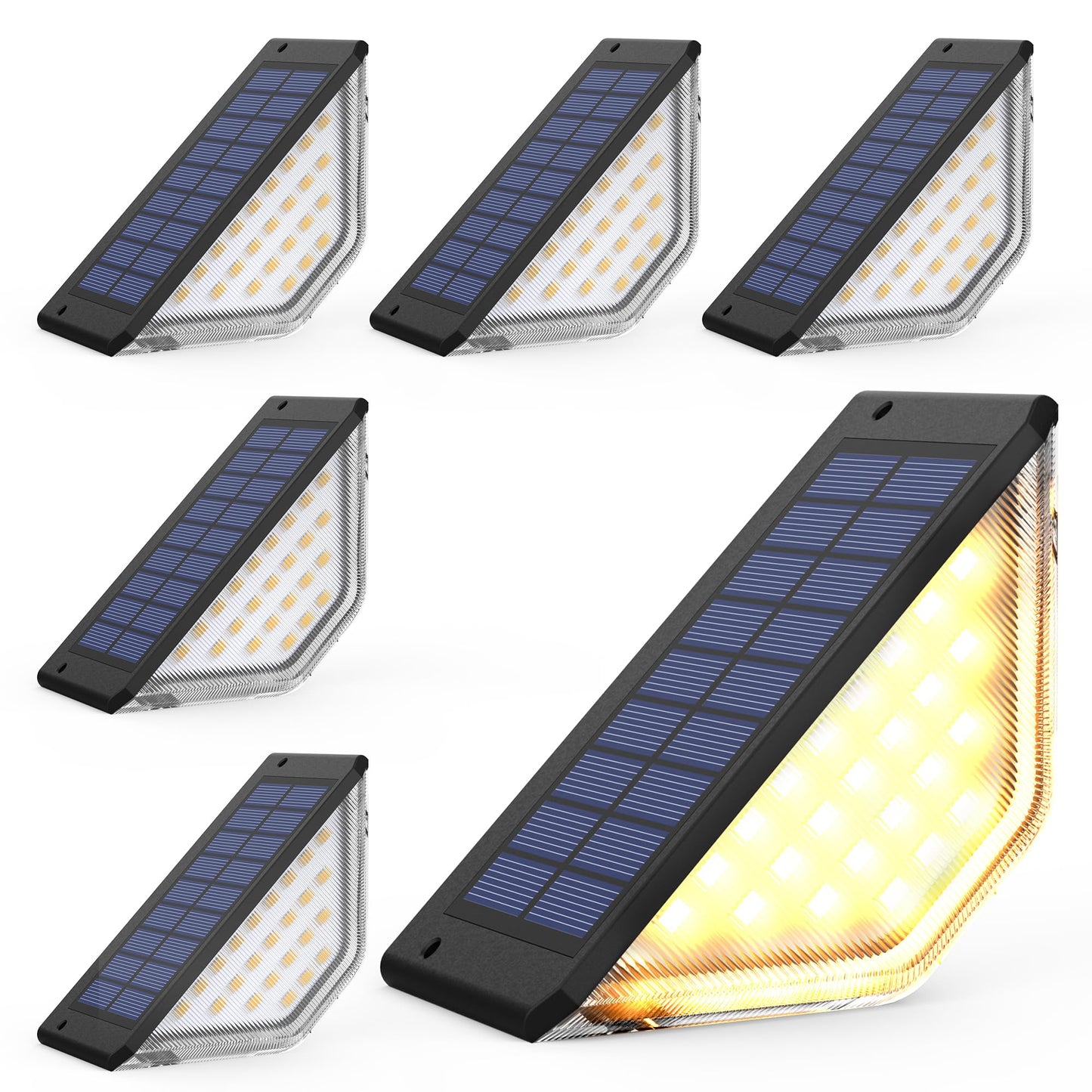 Solpex Solar Deck Lights Outdoor Solar Step Lights For Outside Two-Sided Fence Lights With 33 Leds Waterproof Ip65 For Garden Fence Deck Steps Stair Porch(6 Pack Warm White)