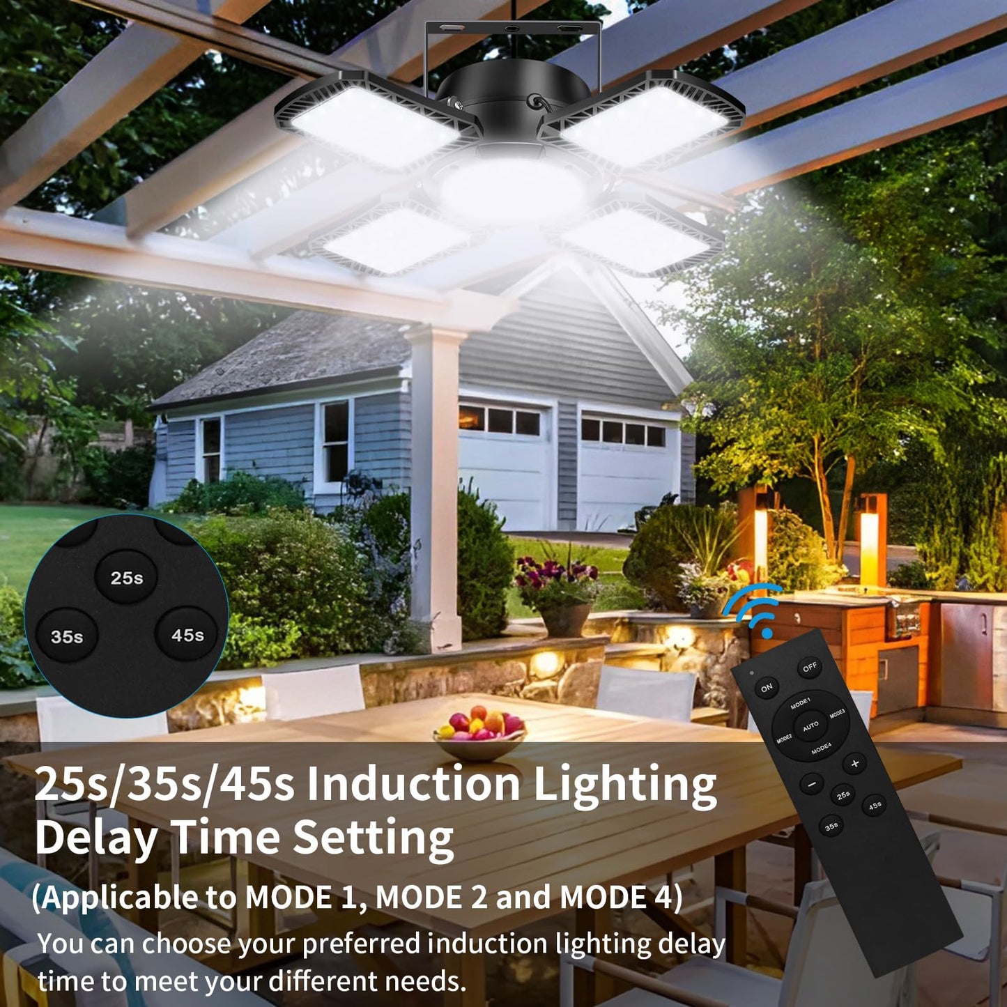 Aqonsie Solar Shed Light Indoor Outdoor, 176LED Solar Powered Pendant Light Daytime Available, Dual Lamps Motion Sensor Indoor Light with 5 Lighting Modes & Remote for Shed, Gazebo, Barn, Garage, Shop