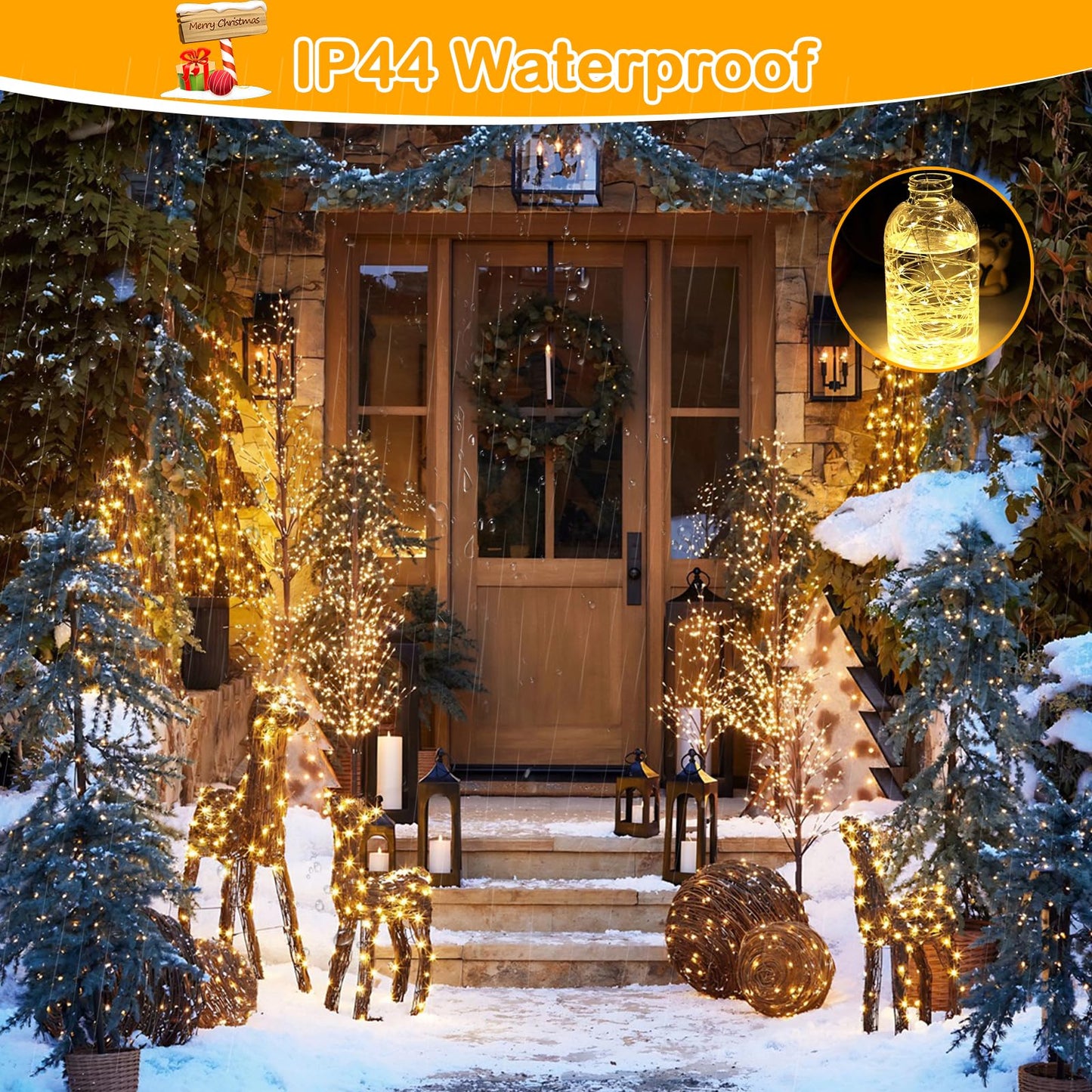 Decute 164Ft 500Led Warm White Dimmable Christmas Fairy String Lights With Remote Control, Copper Wire, Ul Certified