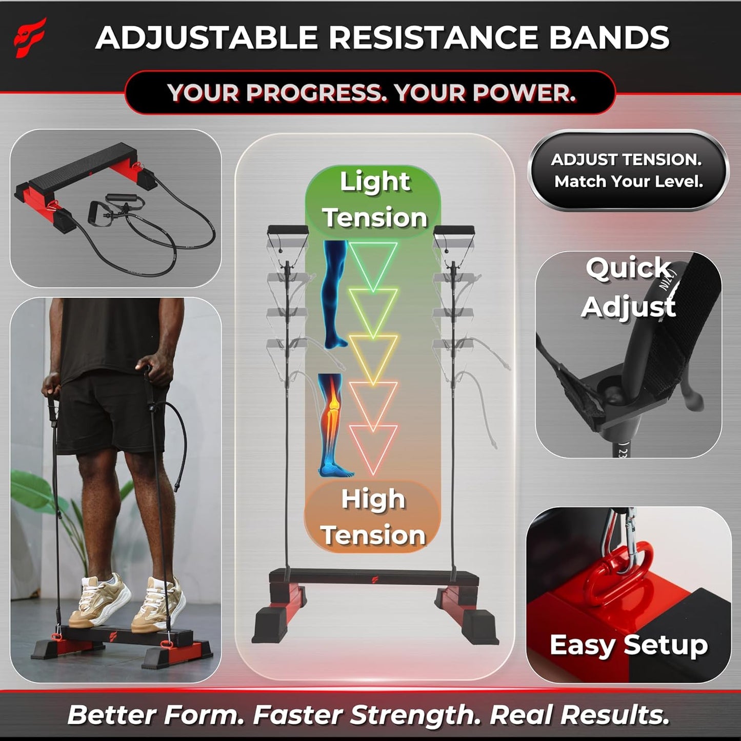 Pro Adjustable Calf Raise Block – Versatile Workout Platform for Calves, Legs & Upper Body – Raises, Squats, Stretches – Anti-Slip Bar, Band Compatible – Home Gym Equipment