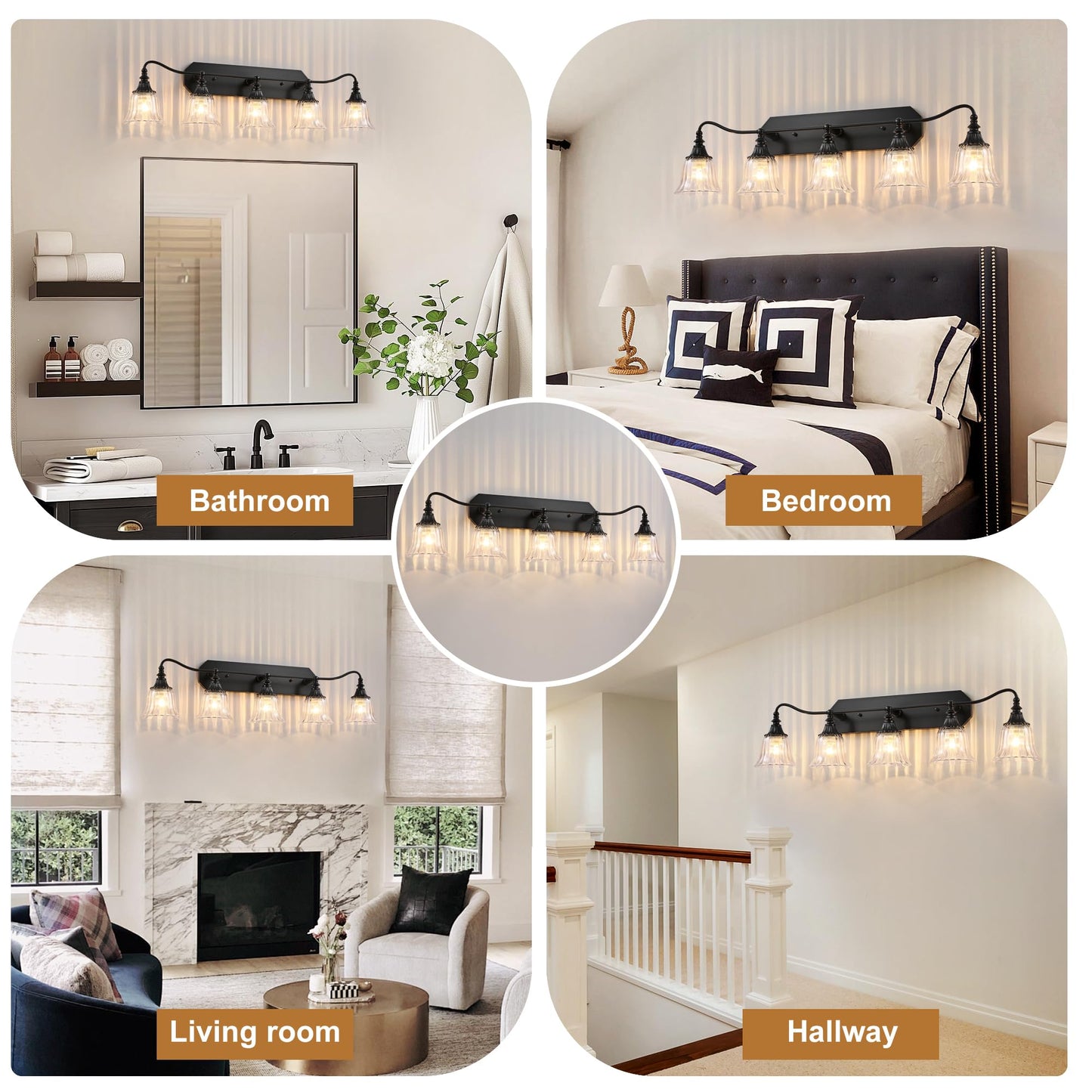 Bathroom Vanity Black Vintage Light Fixture  5 Lights Bathroom Lighting Matte Antique Brass Finish With Crystal Glass Shade  Black Vintage Vanity Light