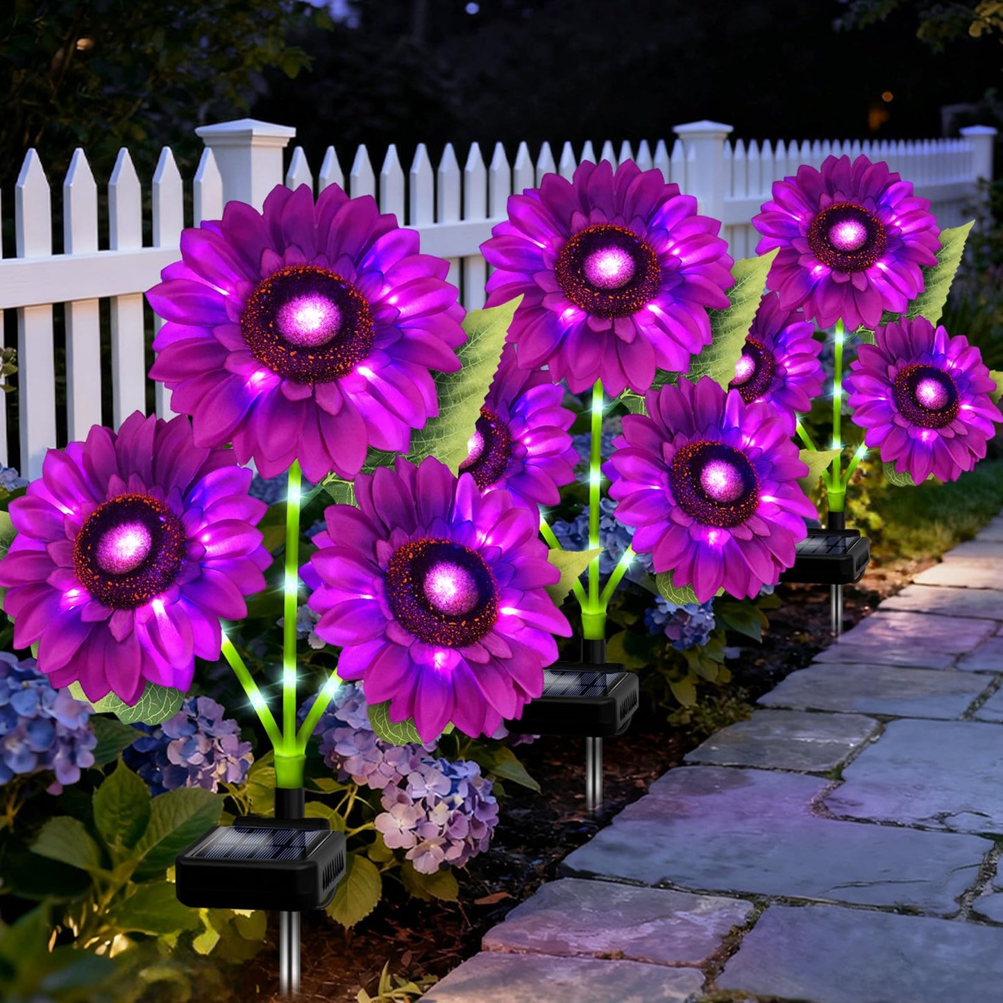 Solar Garden Lights Outdoor  3 Pack Sunflower Lights With 9 Large Purple Sunflower  Waterproof Garden Decor  Birthday Gifts For Mom Grandma  Decorative Solar Flowers For Pathway Patio Yard Decoration