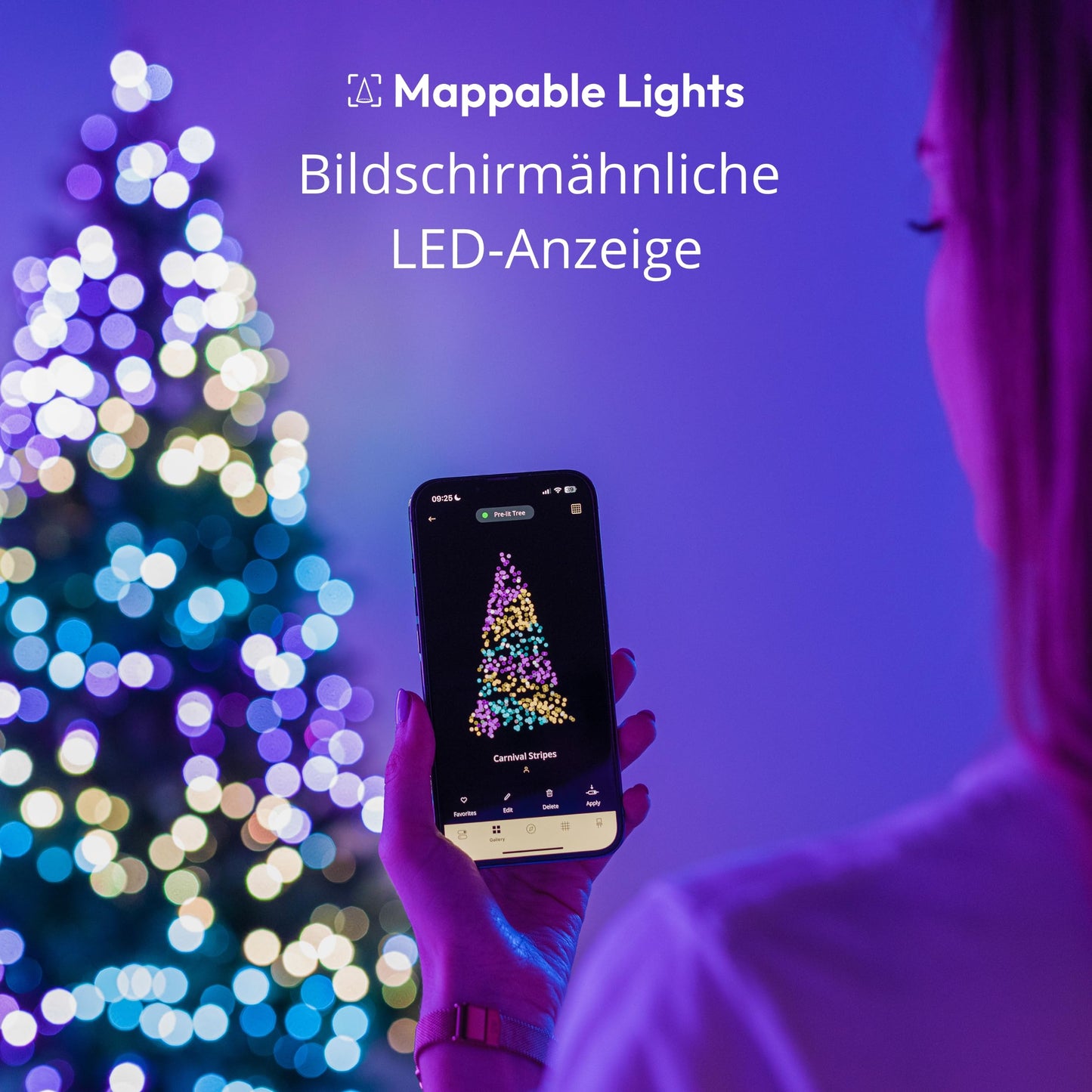 Twinkly LED Lichterkette 250 RGB, IP44, Smart Home kompatibel, 20m, Multicolor, Modell TWS250STP-GUS, f· Innen und Au?en
