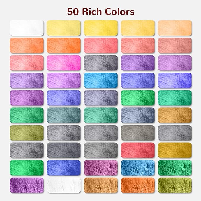 Watercolor Paint Set 100 Colors botkc Travel Water Colors kit with 7 Brushes 8 Watercolor papers Palette set Including Metallic and Accessories Art Supplies Gifts for Kids Artists Teens Adults and Hobbyists (50 unique colors)