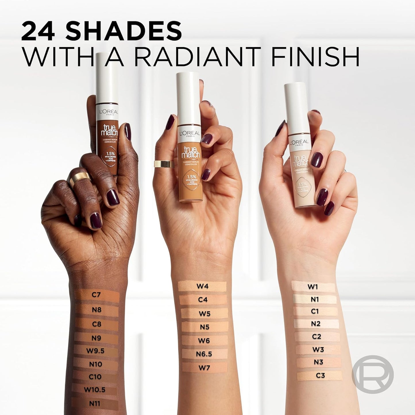 L'Oreal Paris True Match Radiant Serum Concealer, Brightening Under Eye Concealer Make Up with 1.5% Hyaluronic Acid and Caffeine, C10, 0.33 Oz