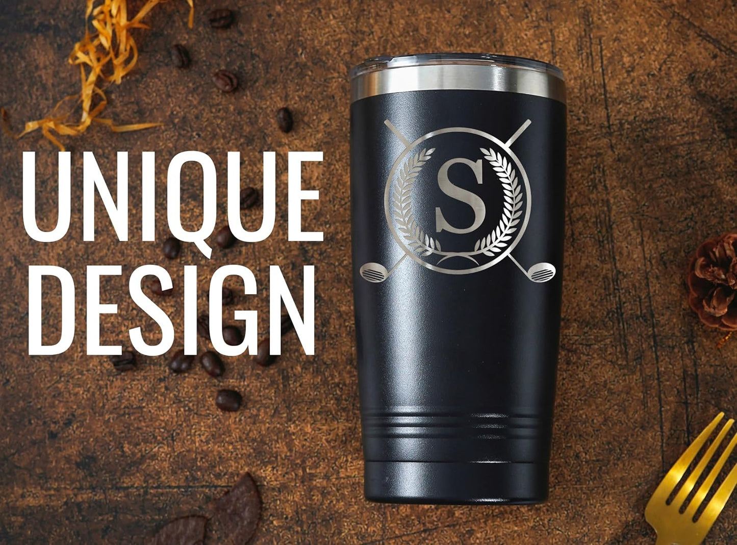 Onebttl Golf Gifts for Men with Initial for Golfer & Golf Lovers, 20oz Travel Mug, Perfect Gifts for Men, Birthday, Christmas - S