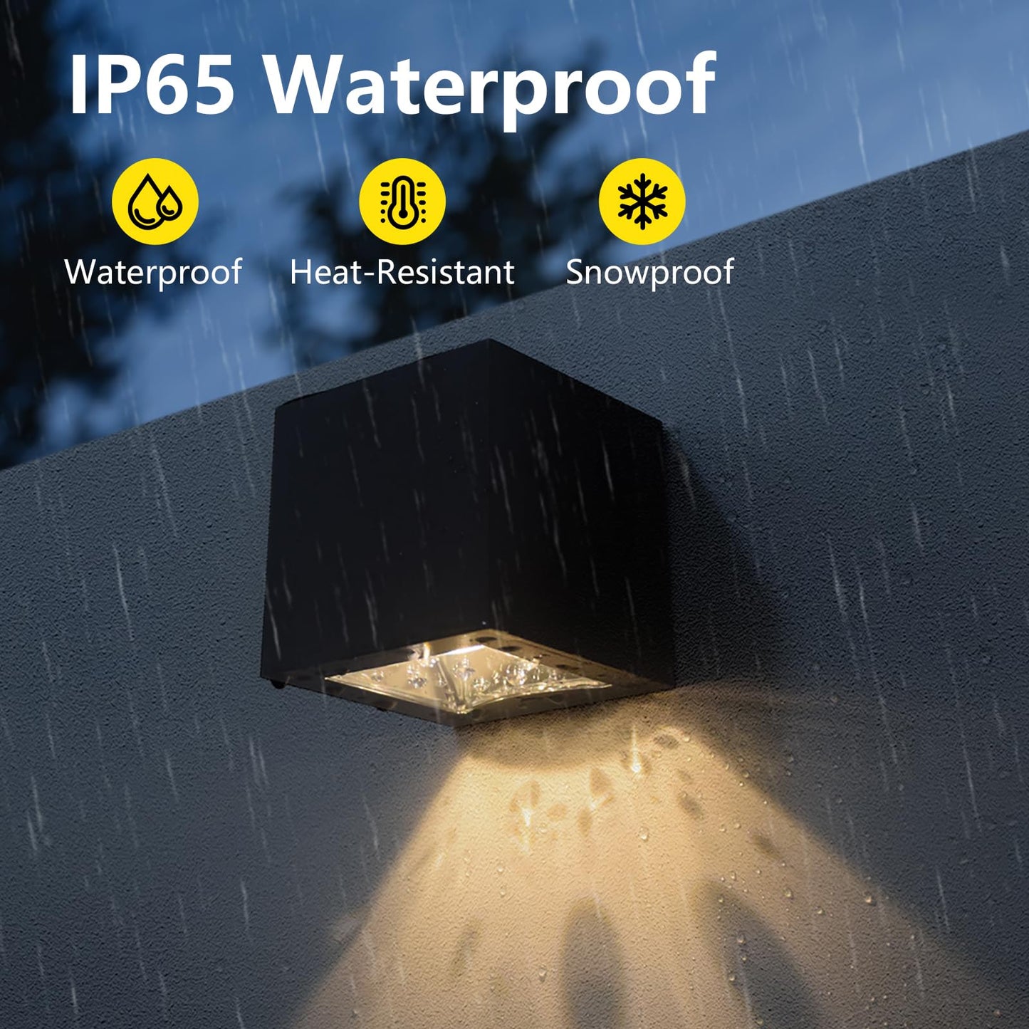 Solar Wall Lights Outdoor Waterproof Dusk To Dawn Solar Fence Light Ip65 Led Square Modern With Warm White & Rgb Modes Lighting For Yard  Patio  Deck  House Numbers 4 Pack