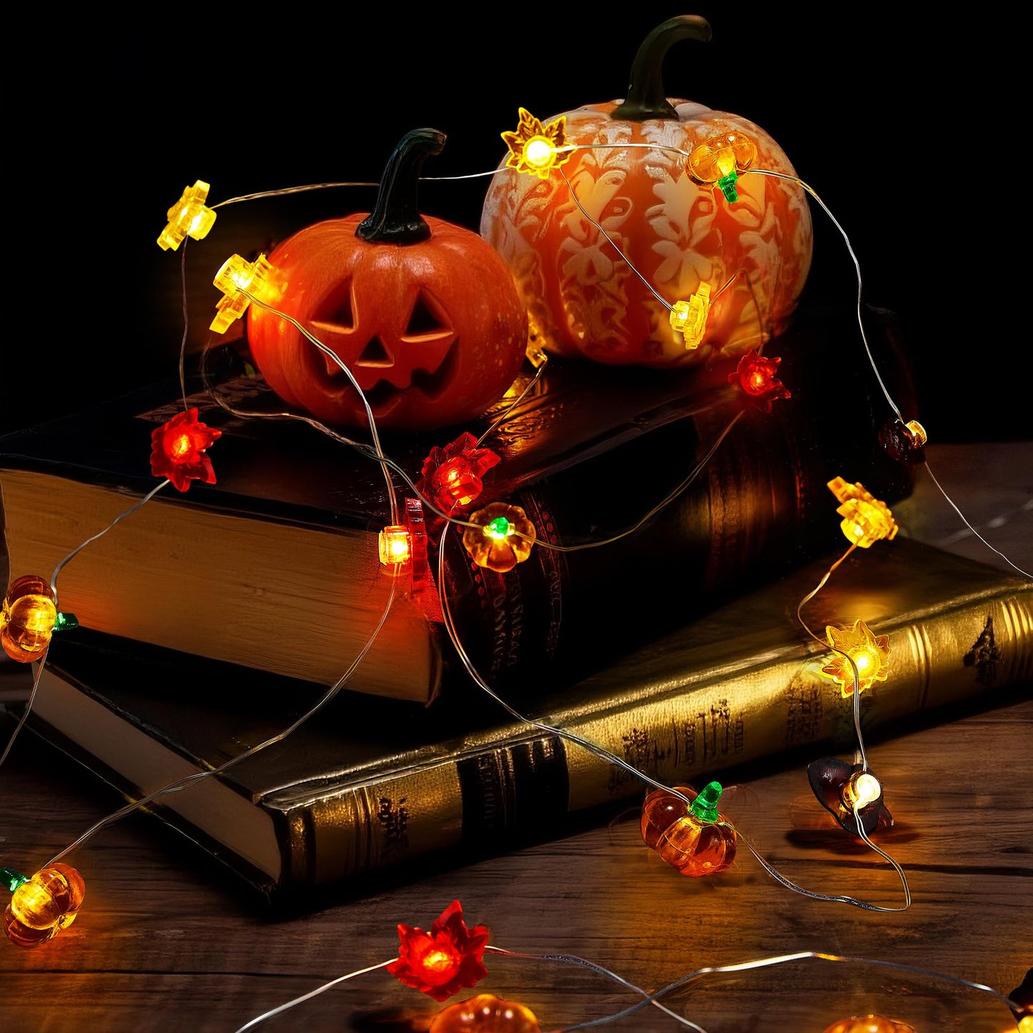 Blctec Thanksgiving Decorations 12.8Ft 40 Led String Lights With Acorn  3D Pumpkins & Maple Leaves  Battery Operated Fall Fairy Lights With Timer For Indoor Outdoor Thanksgiving Decor