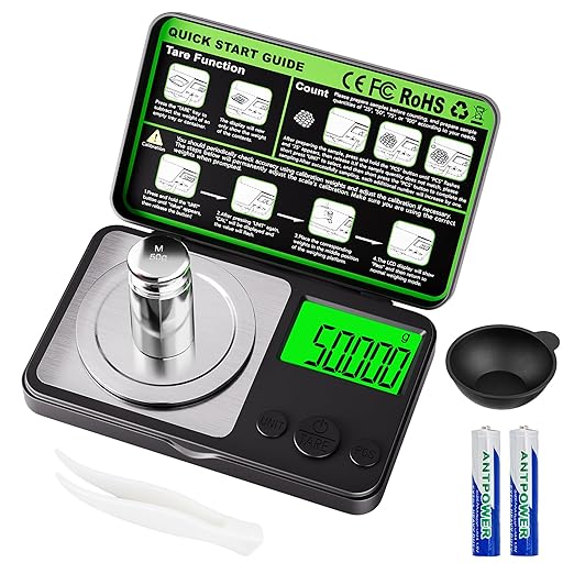 Wigearss Digital Milligram Scale 50g x 0.001g, Mini Precision Scale with Tare weight Function,Calibration Weight ＆ Backlit...
