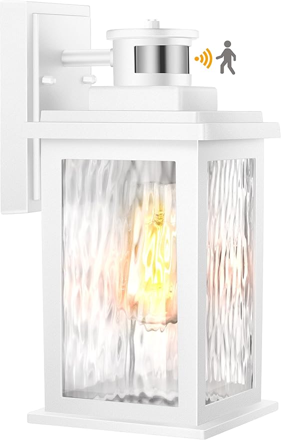 VIANIS Motion Sensor Outdoor Lights, White Dusk to Dawn Outdoor Lighting Wall Mount, Aluminum Waterproof Modern Exterior Garage Lights, Outdoor Lanterns for Front Porch Patio, Entryway, Front Door…