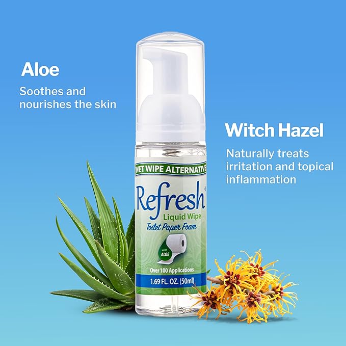 Refresh Wipes Sensitive Skin Formula -Refill Bundle Pack– Alcohol & Paraben Free with Witch Hazel and Aloe – 250ml Foam + 16oz Refill