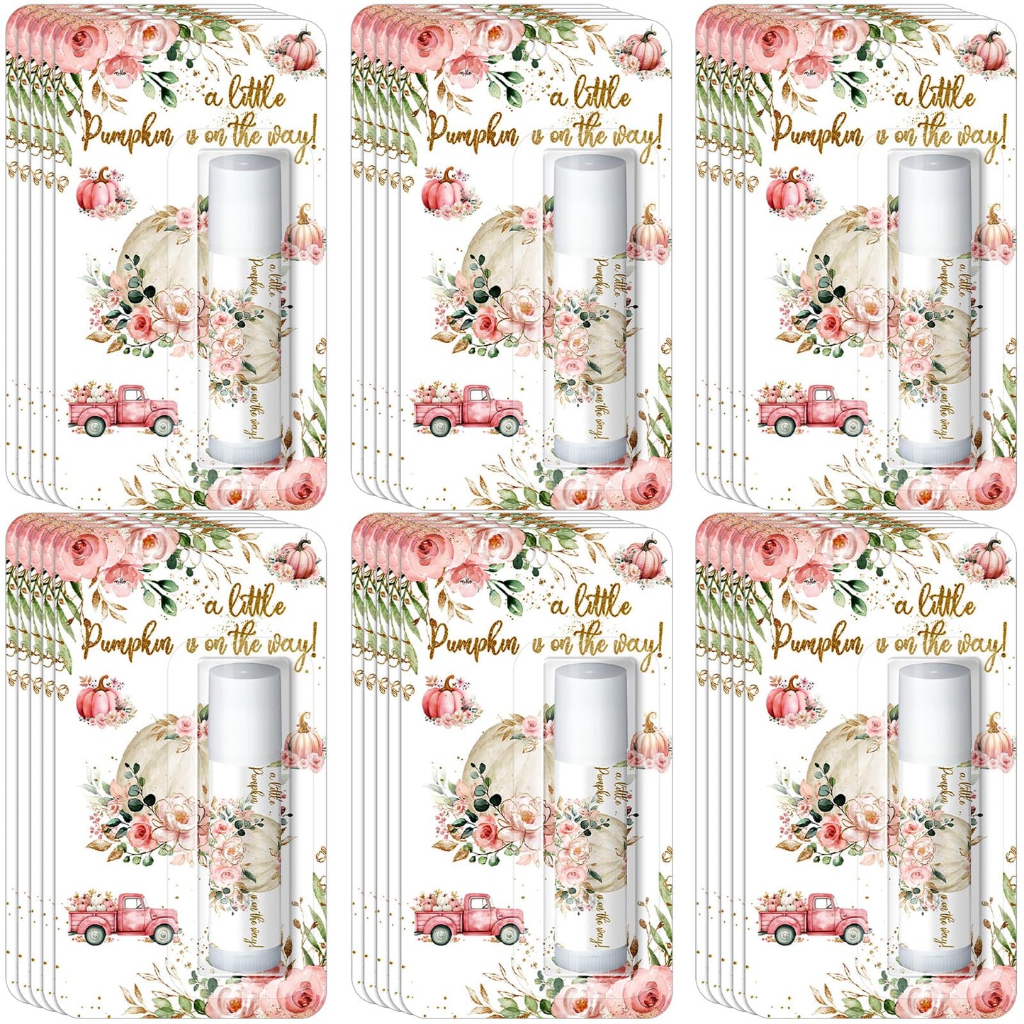 30 Pack Fall Pink Little Pumpkin Baby Shower Games Prizes Gifts Bulk Pumpkin Pie Scented Lip Balms Favors for Boys Girls Gender