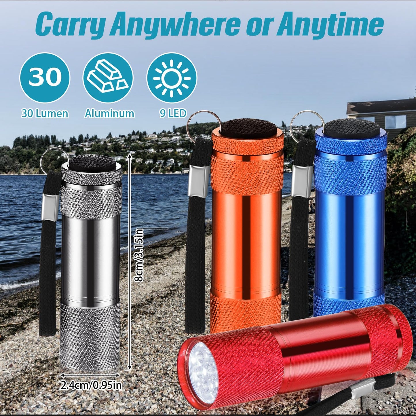 Vihose 20 Pcs Mini Flashlights Bulk  Bright Aluminum Handheld Flash Light With Lanyard Small Led Flashlights For Night Reading Emergency Hurricane Camping Hiking  Batteries Not Included(Lovely)
