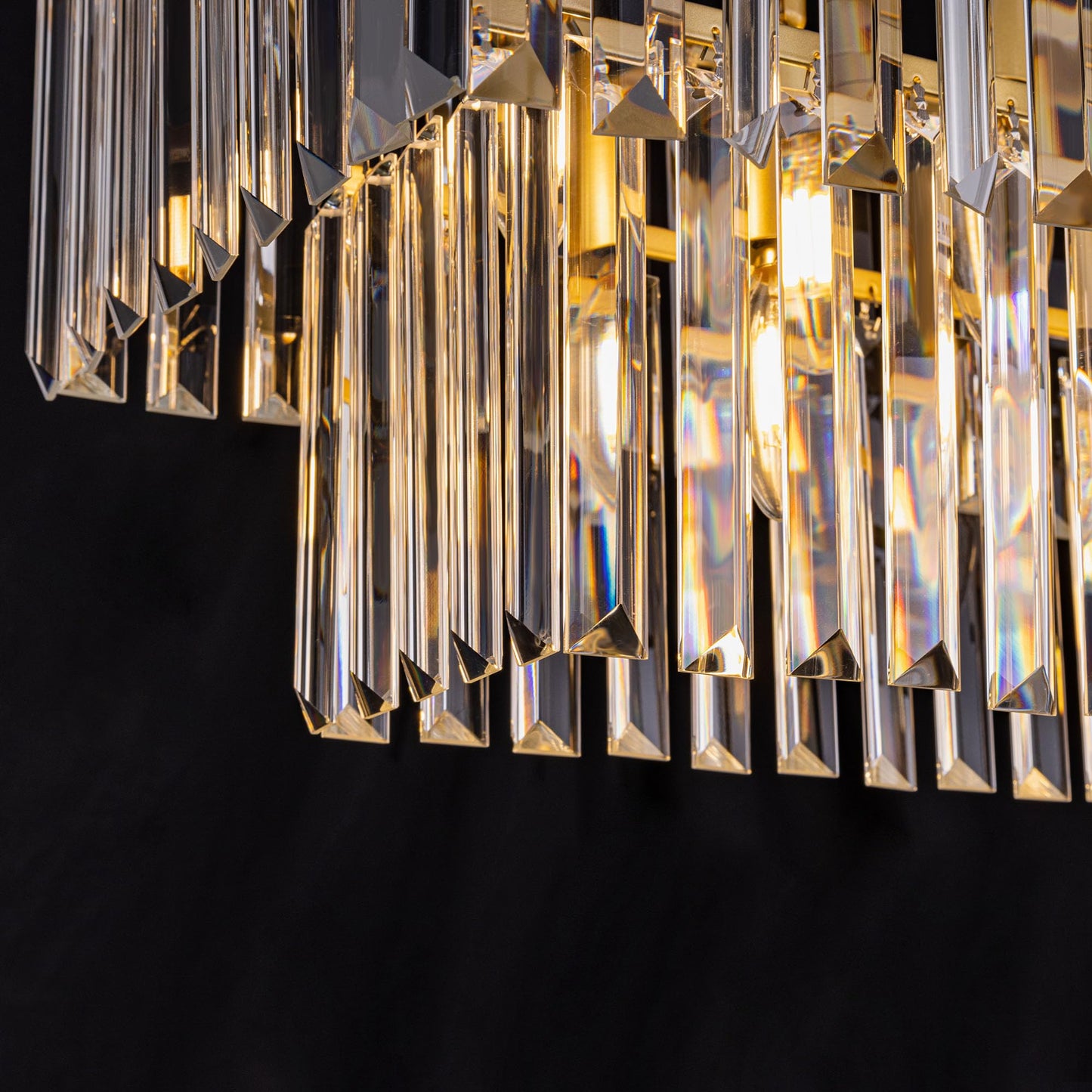 Wellmet Black Chandelier 40 Inch  11-Light Modern Rectangular Crystal Chandelier Ceiling Hanging  Linear Chandeliers Light Fixture For Living Room  Dining Room  Bedroom  Kitchen Island