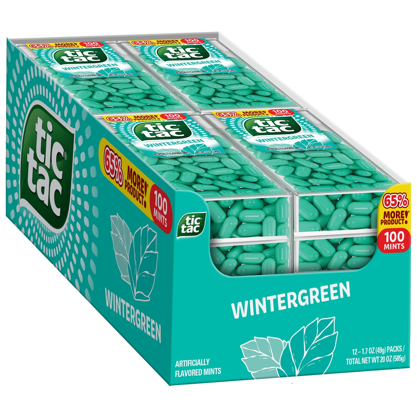 Tic Tac Wintergreen Breath Mints, Bulk 12 Pack, On-The-Go Refreshment, 1.7 oz Each