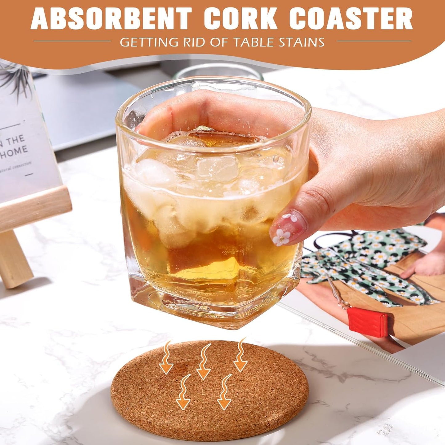 Lallisa 50 Pcs Cork Coasters for Drinks, Thick Absorbent Cork Coasters Bulk, Heat Resistant Plain Cup Mats for Gifts Reusable Circles Cup Pad for Wine Glass, Coffee Mug Crafts