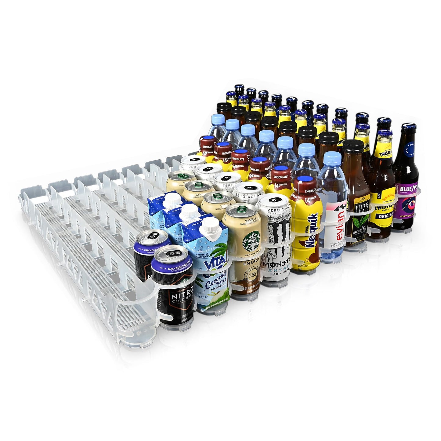 Display Technologies Visi-Slide Gravity Fed Organizer for 12/16oz high ring Beverages on flat and angled shelves in Cold Vaults & Coolers (Pack of 6)