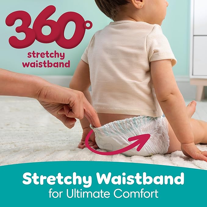 Pampers Diapers - Swaddlers 360° - Size 4, 132 Count, up to 100% Leakproof Comfy Dry Fit, Designed for Easy Changes, Pull On Baby Diaper (Packaging May Vary)