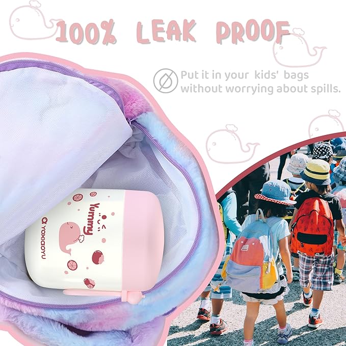 12oz Insulated Food Jar for Kids, Easy Carry, Wide Mouth, Thermos for Hot Food, Soup, Salad, Sandwich, School Lunches