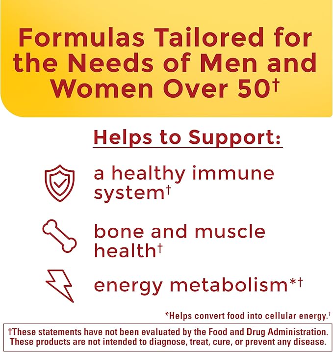 Nature Made Multivitamin 50+ His & Hers Combo Pack, Mens and Womens Multivitamin with Vitamin C, Vitamin D3, B Vitamins, Zinc & More, Two Multivitamin Bottles