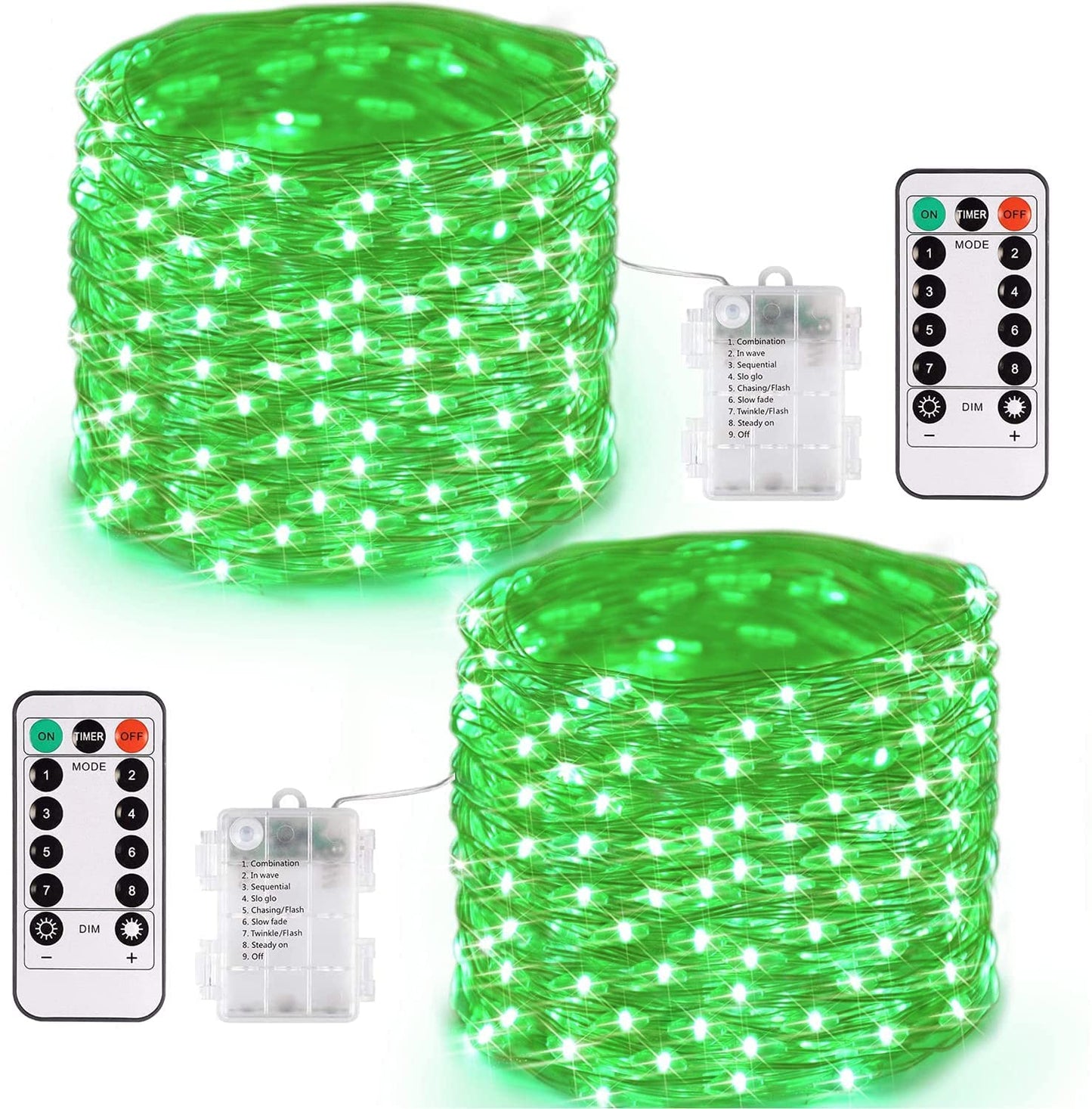 Jmexsuss 2 Pack Green Fairy Lights, 400 Led 132Ft Twinkle Lights With Remote, 8 Modes For St. PatrickS Day, Halloween, Xmas Decorations