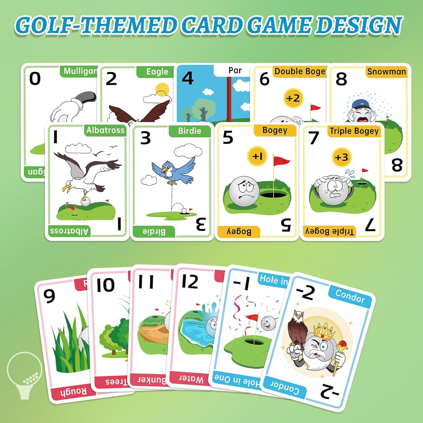 Crazy Nines Golf Card Game - Funny Card Games for Family, Kids 8-12 and Adults, The Perfect Family Games for Kids and Adults, Ideal Game Night Games for Groups Adult - 112 Cards