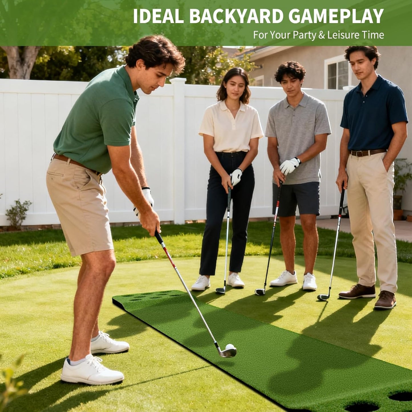 Wekin Indoor Putting Green Mat with 2 Putters, 2 Balls,12 Hole Covers, Golf Training Mat for Party Game, Great Gifts for Men