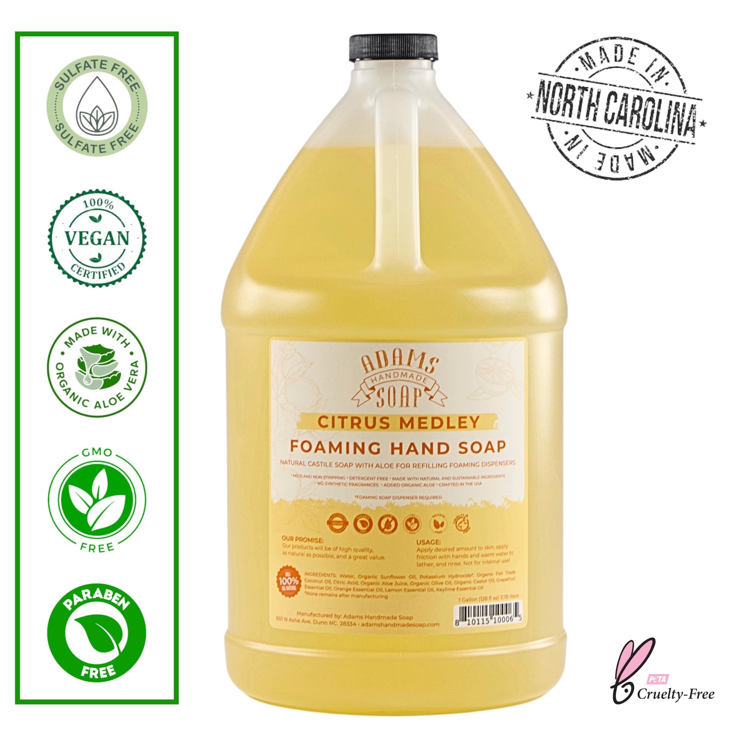 Adams Handmade Soap Liquid Foaming Soap 1 Gal - Citrus Medley